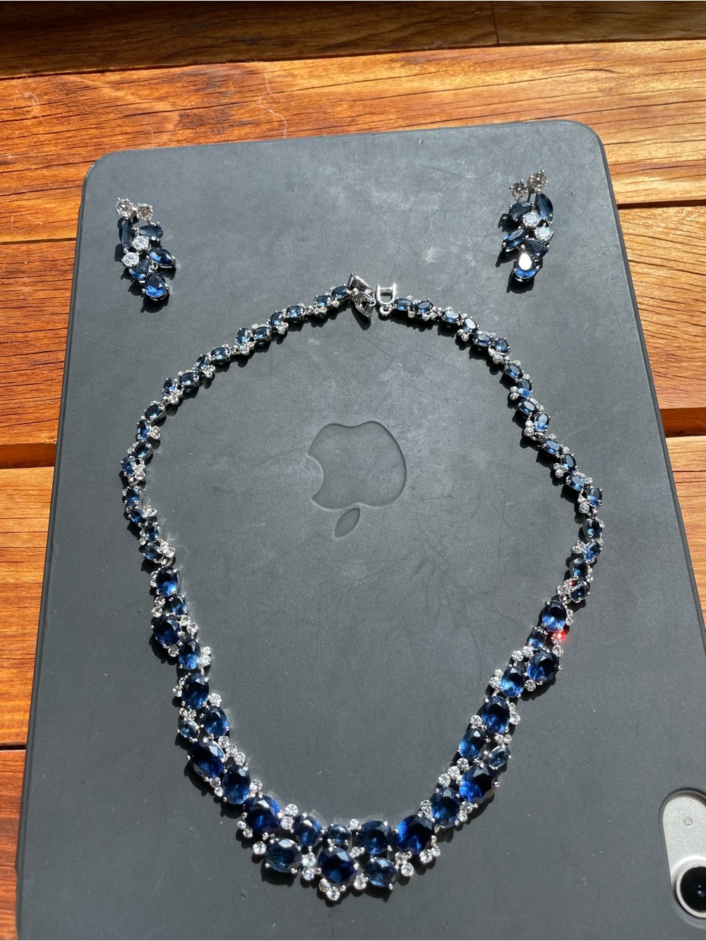 Blue Crystal Necklace and Earring Set - Elegant Women’s Jewelry